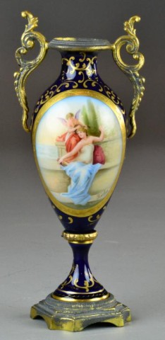 French Sevres Style Urn with Ormolu