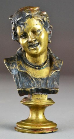 Spelter Bust Of FemaleTo depict a smiling