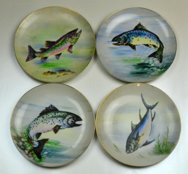 (4) Hand Painted Porcelain Fish