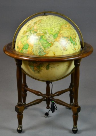 A Lighted Terrestial Globe On Wooden 172964