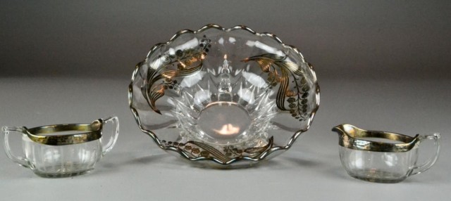 (3) Pieces Silver Overlay GlassTo include