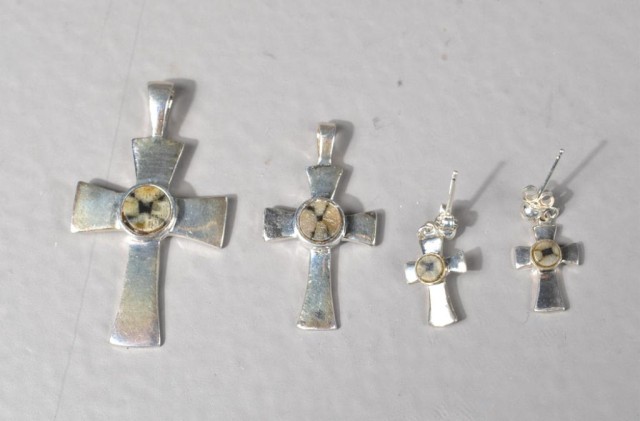 (4) Sterling & Cross Stone Pendants