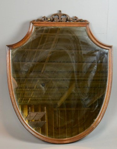 Shield Form Mahogany Wall MirrorShield