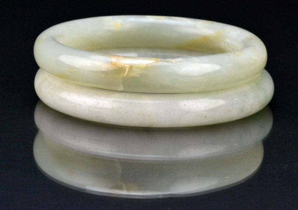  2 Chinese Qing Jadeite Bangle 1729bf