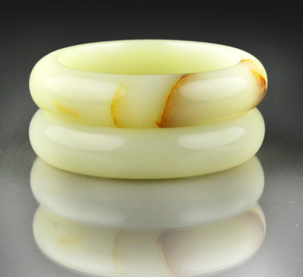  2 Chinese Jade Bangle BraceletsThe 1729bd