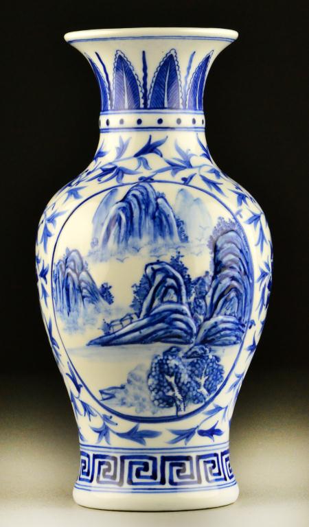 Chinese Blue & White Porcelain VaseMolded