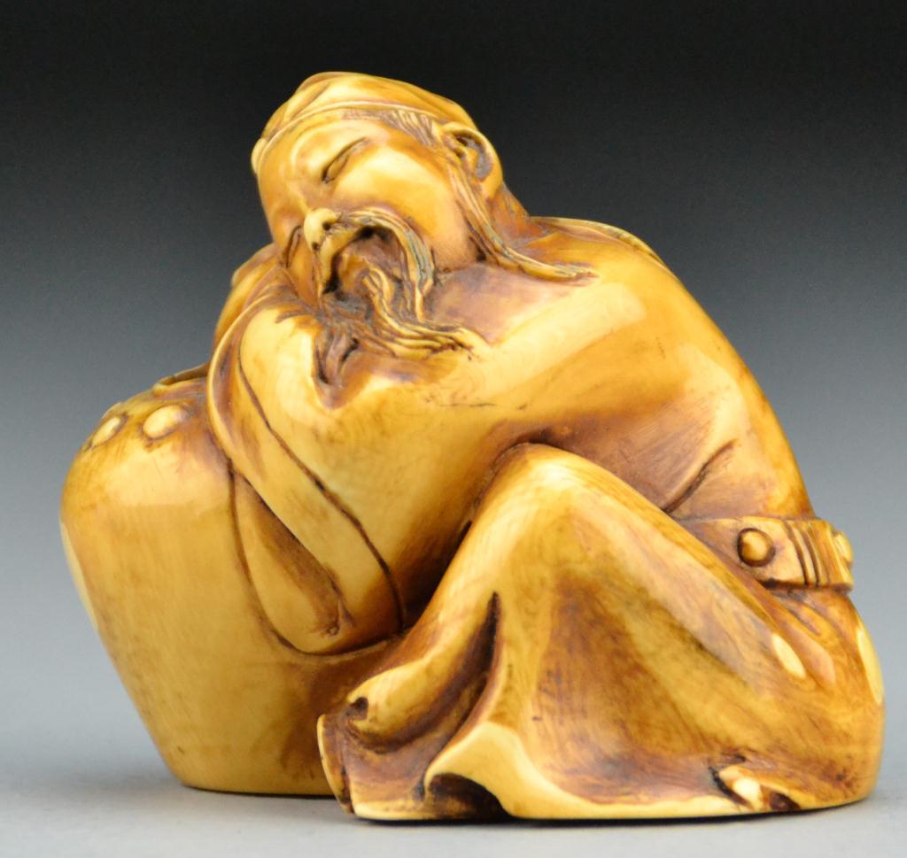 Chinese Qing Carved Ivory Sleeping FigureFinely