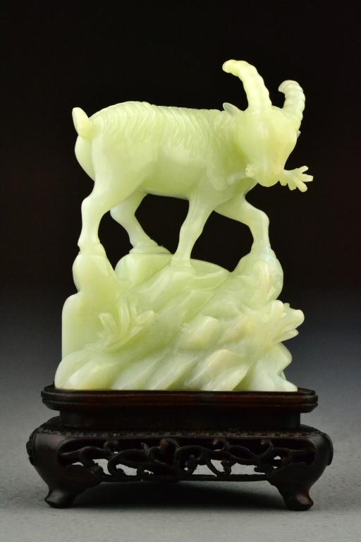 Chinese Qing Carved Jade RamFinely