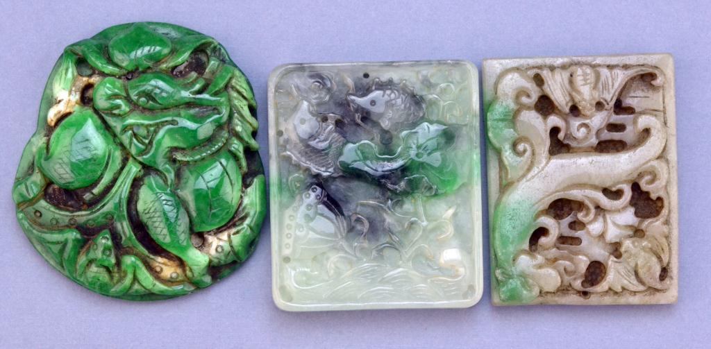  3 Chinese Carved Jade PlaquesFinely 172a42