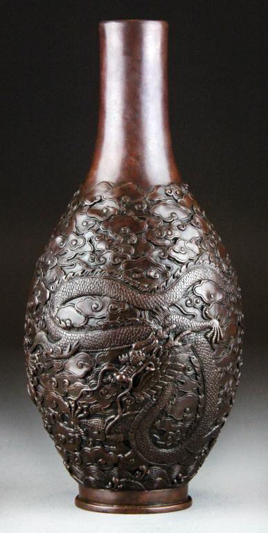 Chinese Qing Bronze Dragon VaseFinely 172a49