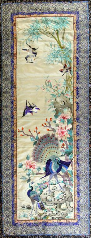 Chinese Qing Silk Embroidery PanelFinely 172a9d