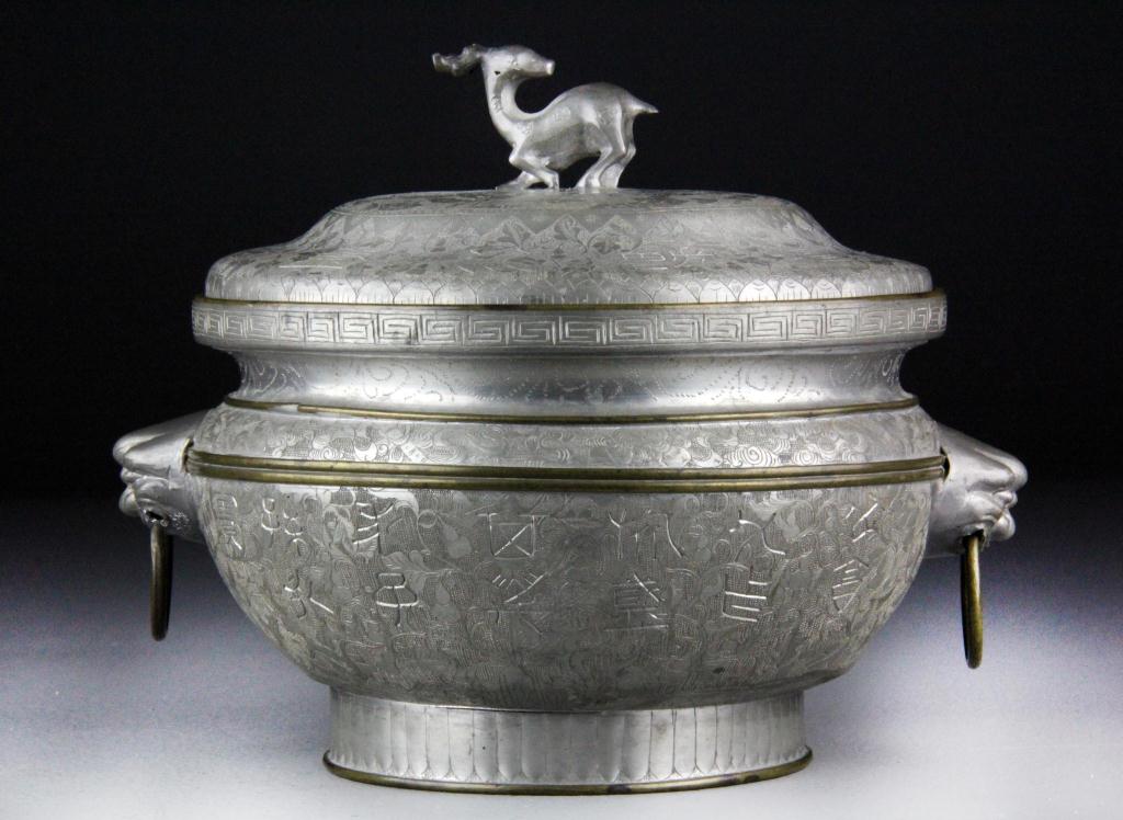 Chinese Qing Pewter Covered PotThe 172ac0