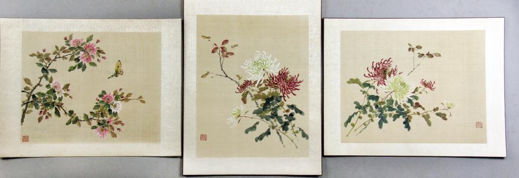 (3) Chinese Qing Watercolor Paintings