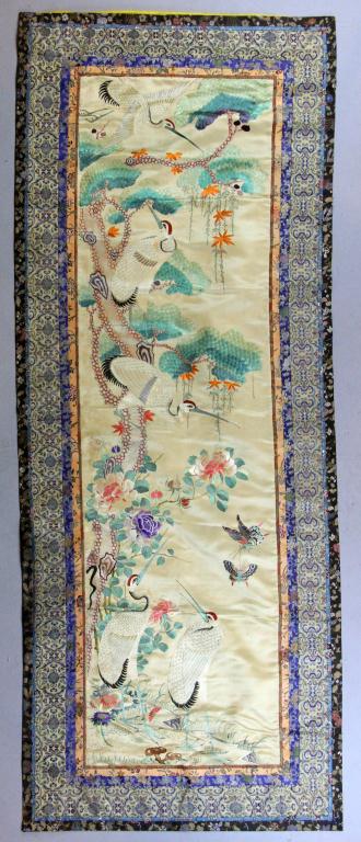 Chinese Qing Silk Embroidery PanelFinely 172af7