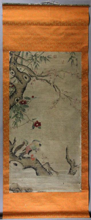 Chinese Watercolor Scroll Att  172b0a
