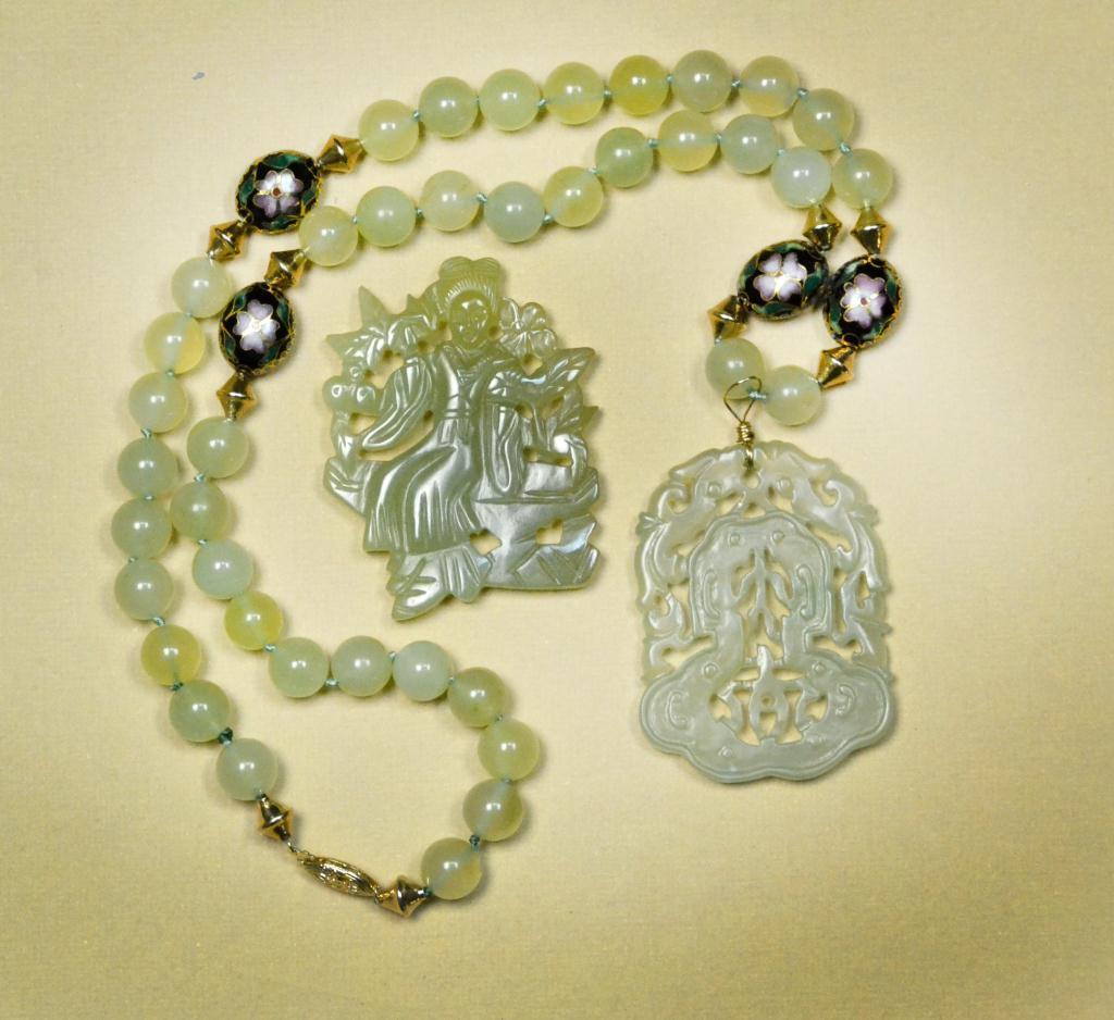 Chinese Jade And 14K Gold Necklace 172b07