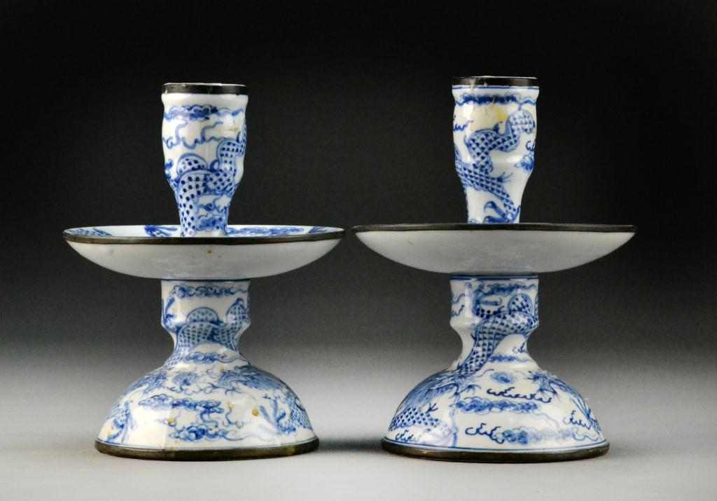 Pr. Chinese Qing Blue & White Candle
