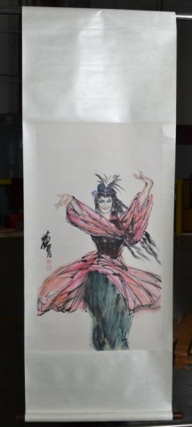 Chinese Silk Scroll Painting signed 172b58