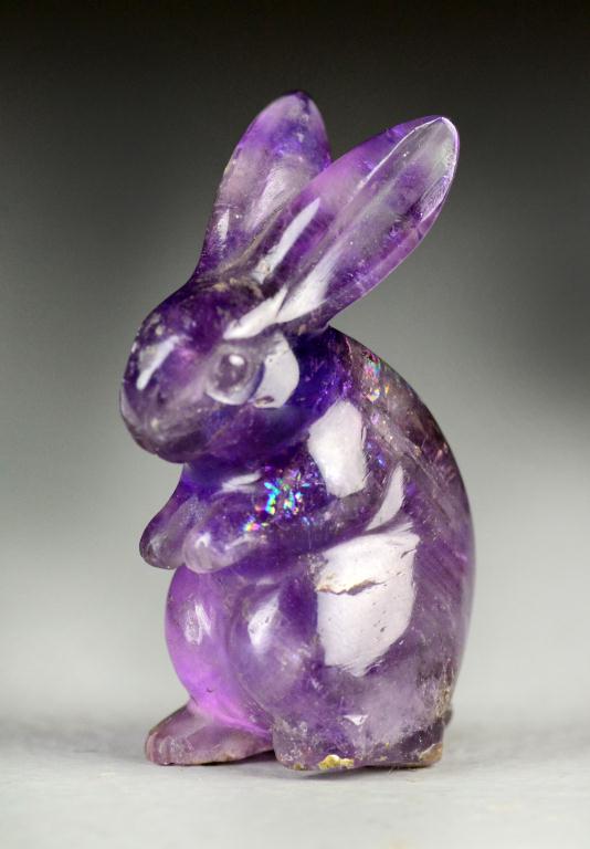 Chinese Carved Amethyst RabbitFinely