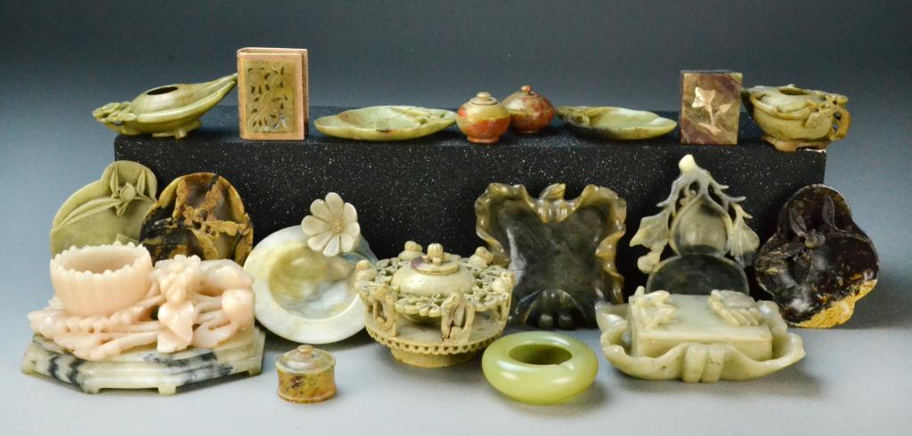 (19) Pieces Chinese Carved SoapstonTo