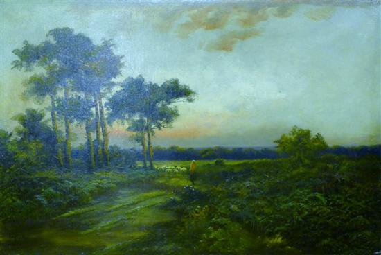 John M. Ducker oil on canvas Shepherdess