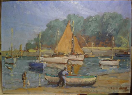 Alfred Hayward oil on board Harbour