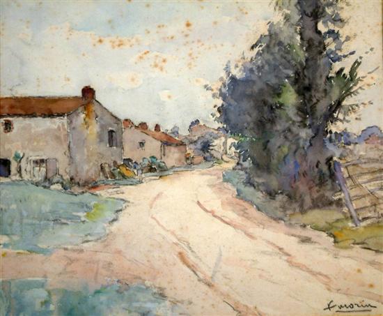 Fernand Morin watercolour French village