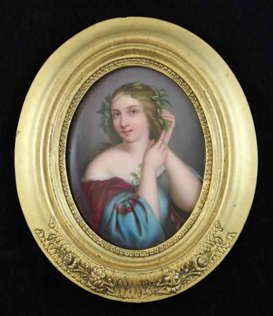 A Continental porcelain oval portrait