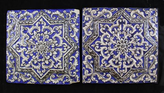 A pair of Persian square moulded