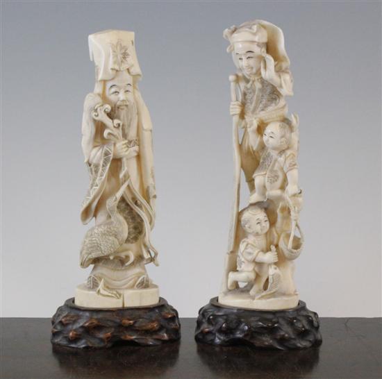 Two Japanese walrus ivory groups 172ccb