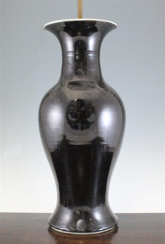 A large Chinese black glazed baluster