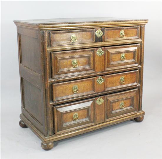 A late 17th century oak chest of