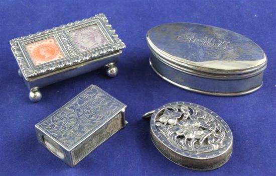 An Edwardian silver demi lune stamp 172e0d