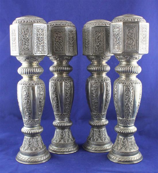 A set of four Indian white metal