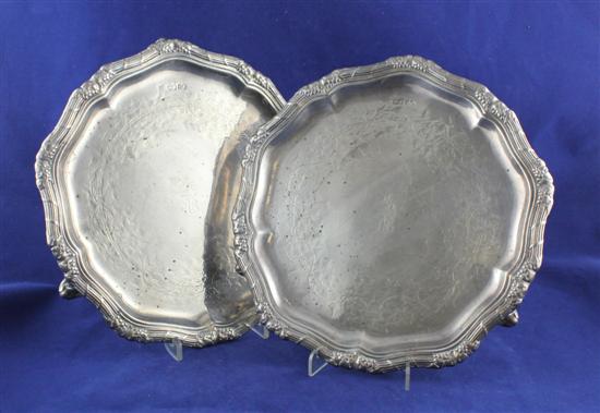 A pair of Victorian silver salvers 172e8d