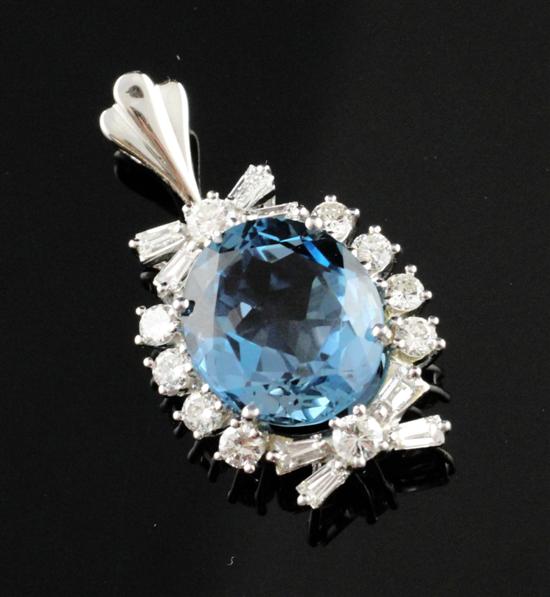 An 18ct white gold blue topaz and 172eeb