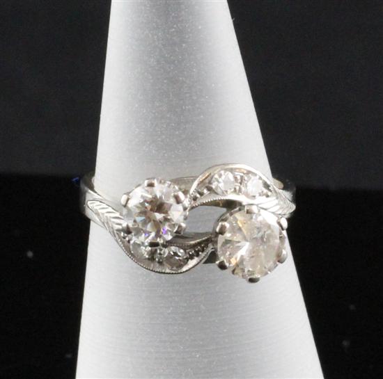 A 18ct white gold diamond two-stone