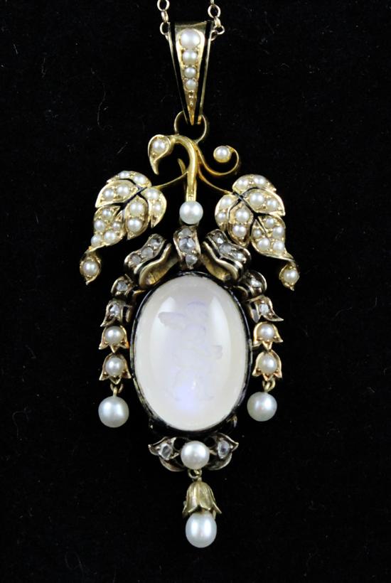 An Edwardian rose diamond pearl 172f1a