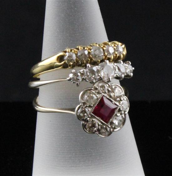 An 18ct gold ruby and diamond cluster 172f26
