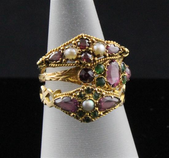 Three Victorian gold pearl amethyst 172f27