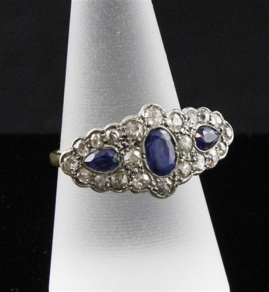 A 1920's 18ct gold sapphire and
