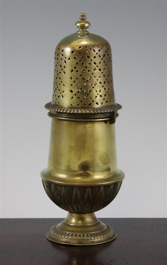 An 18th century brass sugar caster of