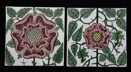 Two William de Morgan Tudor Rose pattern