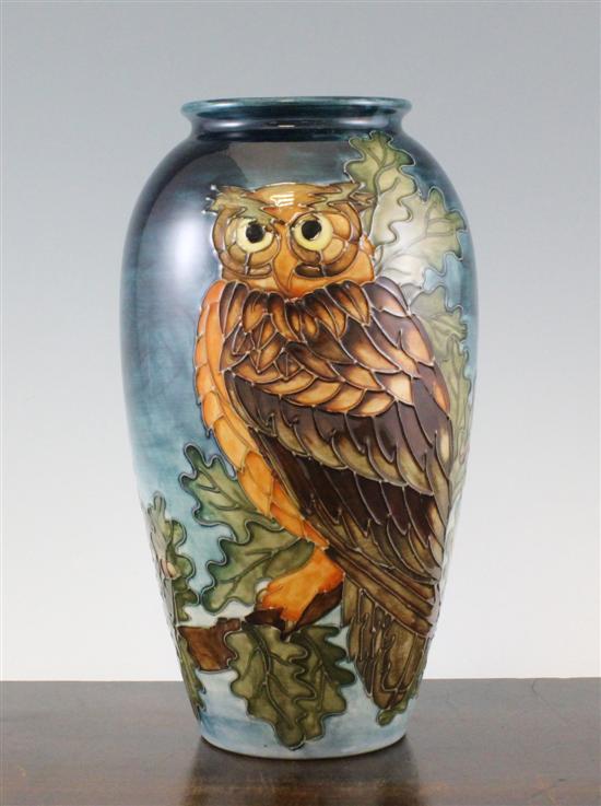 A Moorcroft Eagle Owl pattern vase 173079