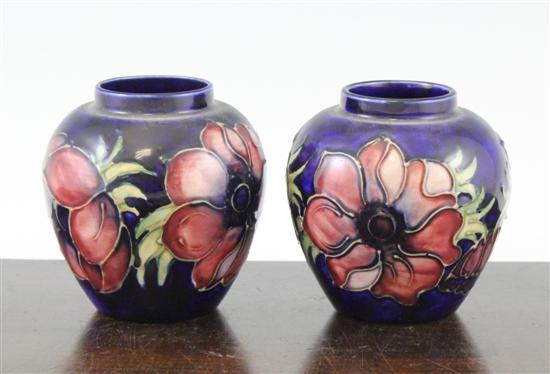 A pair of Moorcroft Anemone pattern