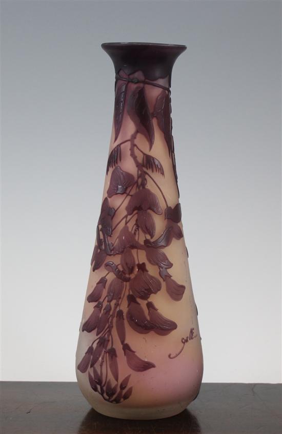 A Galle cameo etched glass vase