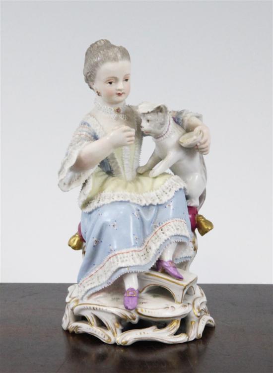 A Meissen figure of a seated girl 17308a