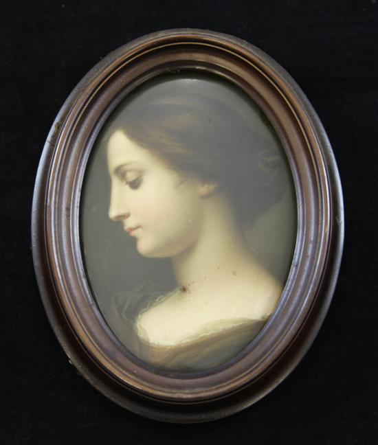 A Continental porcelain oval portrait