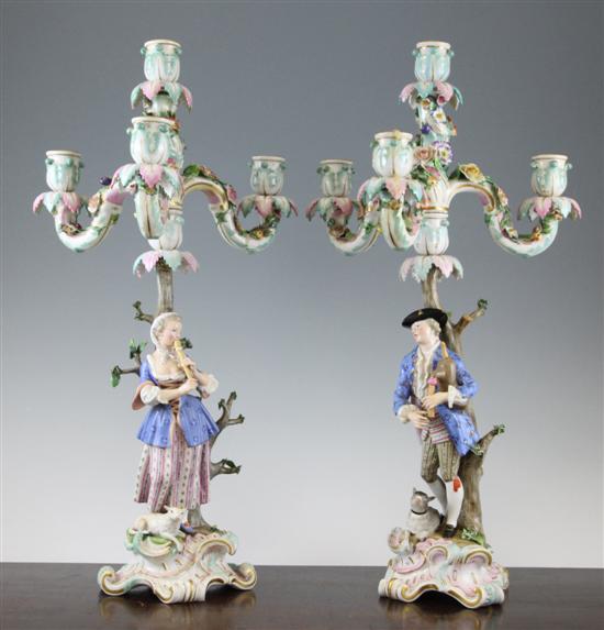 A pair of Meissen figural candelabra