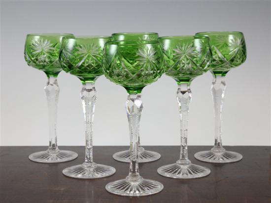 A set of six tall hock glasses 1730c9